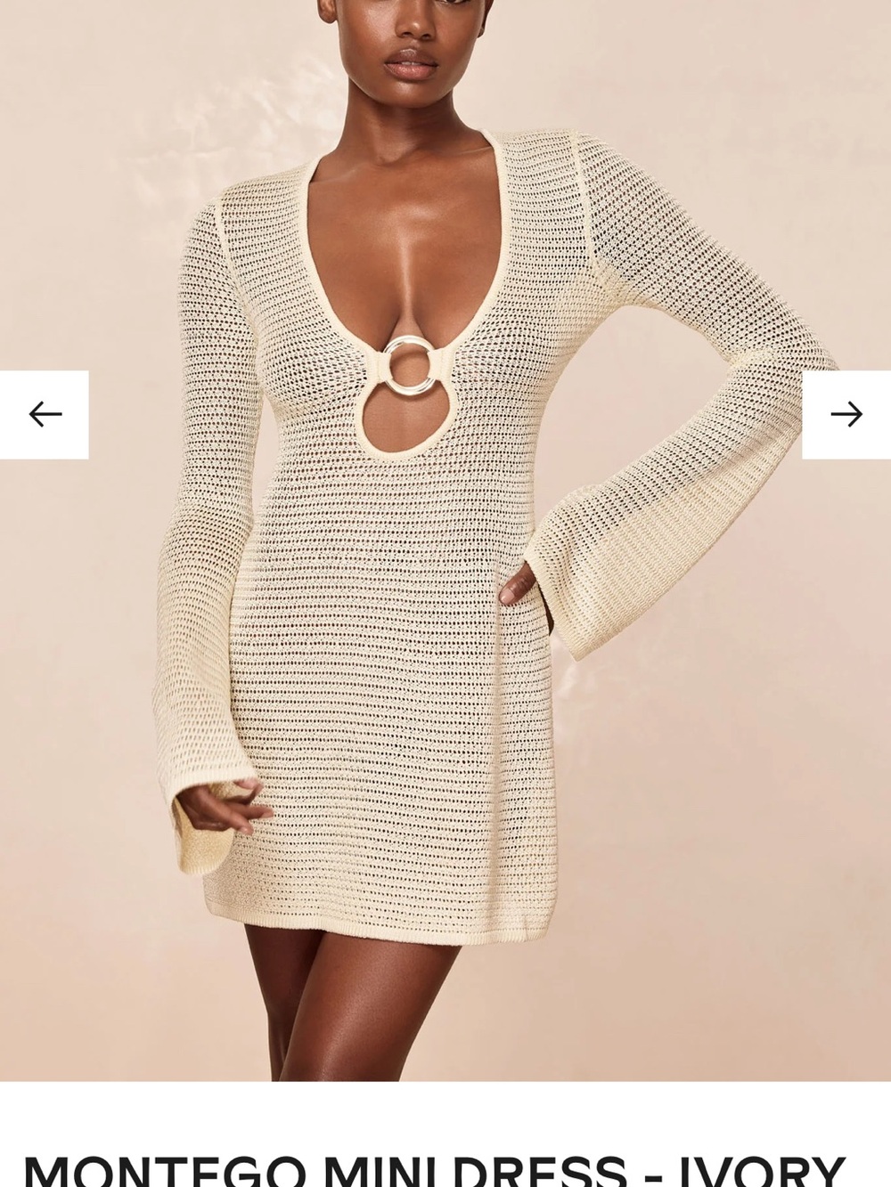 Monday Swimwear Montego Ivory Crochet Mini Cover-up dress Size Petite 0-2